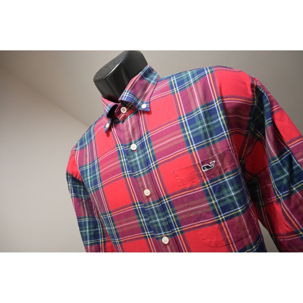 Vineyard Vines Button Down Dress Shirt Mens Large Plaid Classic Fit Tucker EUC
